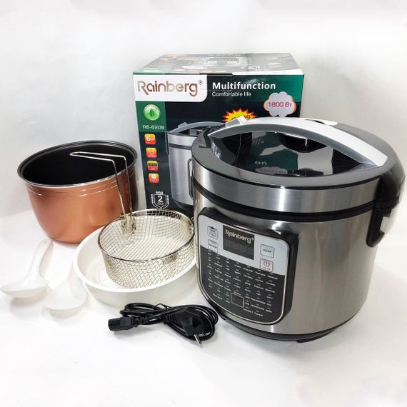 Мультиварка пароварка Rainberg RB-6209 45 програм 6 л 1000W, Сенсорна мультиварка рисоварка | Зображення 1