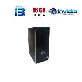 Ігровий ПК Dell Inspirion 3668 Tower / Intel Core i3-7100 (2 (4) ядра по 3,9 ГГц) / 16 ГБ DDR4 / 256 ГБ SSD / nVidia Quadro K2200, 4 ГБ GDDR5, 128-біт / Wi-Fi+Bluetooth / DVD / Win 10 Home Lic б/в