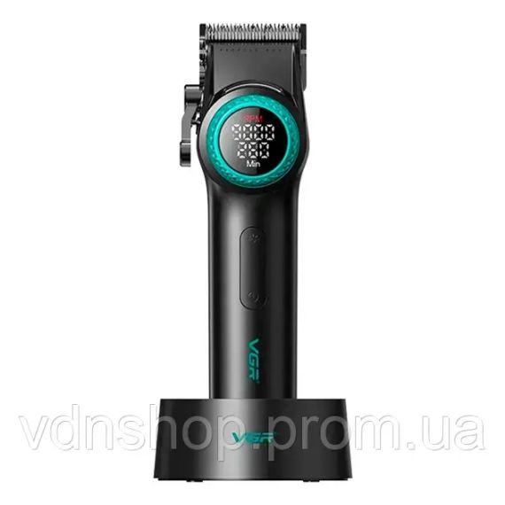 Акумуляторна машинка для стрижки VGR V-001, 10 насадок, 9000 RPM, АКБ 4600 mAh, LED дисплей | Зображення 1