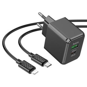 Набір СЗУ HOCO CS14A+кабель Lighting, 1xUSB+1xUSB-C, PD20W+QC3.0, кабель 1м