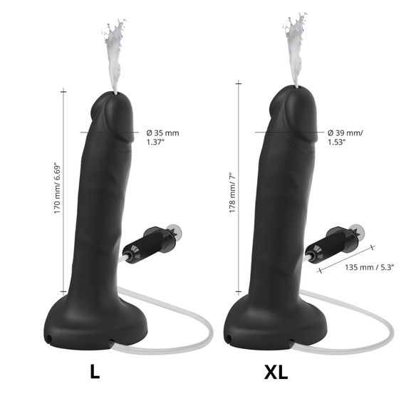 Кончающий фаллоимитатор Strap-On-Me Squirting Cum Dildo Realistic Black, диам. 3,9 см, силикон | Зображення 2
