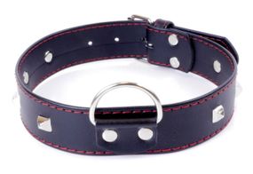 Нашийник із штучної шкіри з металевими заклепками Fetish Boss Series - Collar with studs Red Line, BS3300113 Sex Aura