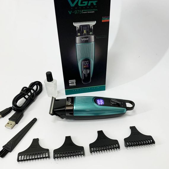 Машинка для стрижки волосся VGR V-975 тример для бороди та вусів. Колір: зелений | Зображення 7