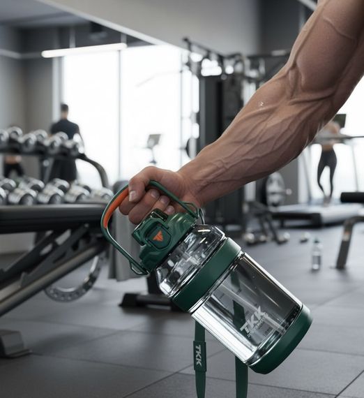 Спортивна пляшка TKK (2000 мл) — Напівпрозорий зелений Tritan BPA-free, з потужною ручкою та кнопкою-фіксатором | Зображення 7
