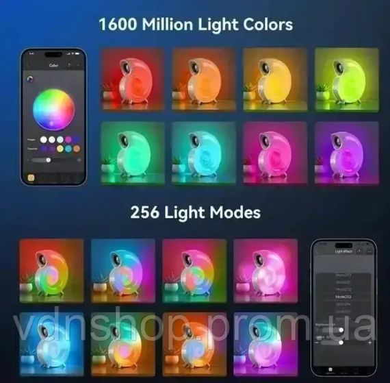 Бездротова розумна колонка нічник Равлик Conch Music Light 4 в 1 портативний RGB світильник з Bluetooth | Зображення 8