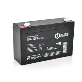 Аккумуляторная батарея EUROPOWER AGM EP6-12F1 6 V 12 Ah ( 150 x 50 x  95 (100) )  Black Q10