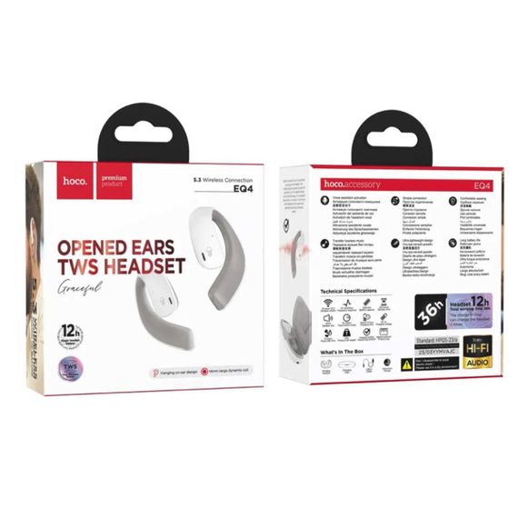 Беспроводные наушники HOCO EQ4 Graceful true wireless BT headset White | Зображення 5