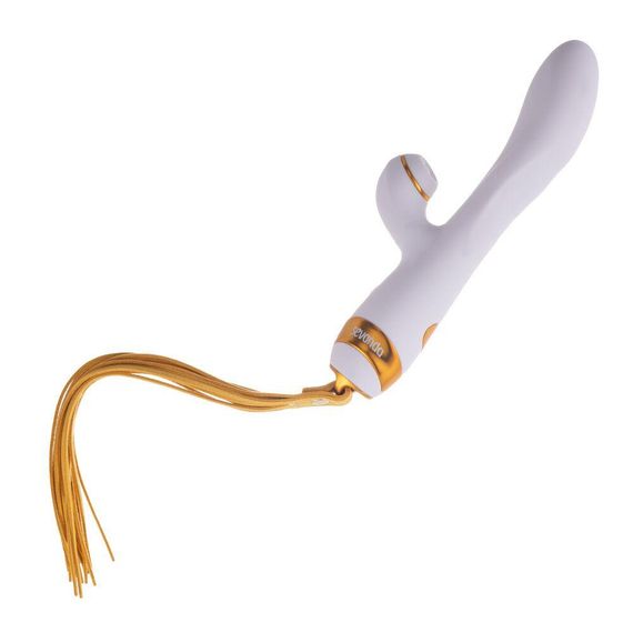 Вібратор-кролик з пульсацією та флогером LOCKINK SEVANDA Whip Vibrating Massage Wand, біло-золотий Sex Aura