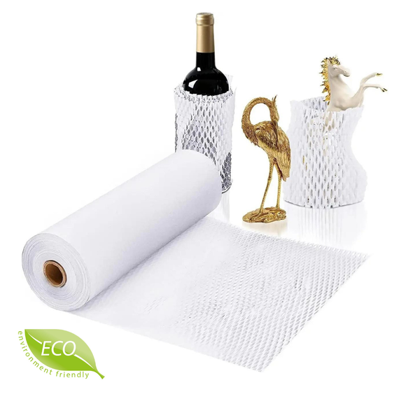 Cотовая крафт-бумага PaperPack, рулон - 30 см х 50 м, белая | Зображення 9