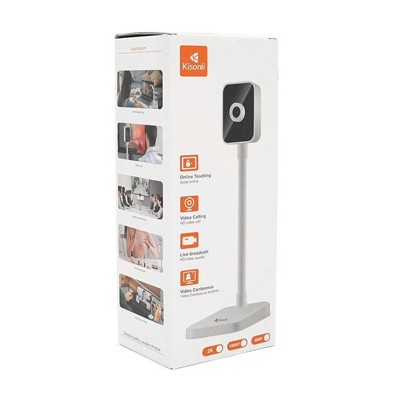 Веб-камера с микрофоном Kisonli D1, 2K 30fps, пласт. корпус, White, BOX | Зображення 2