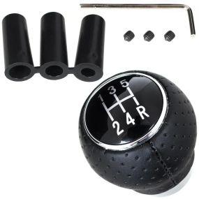 Універсальна ручка перемикання передач КПП чорна екошкіра + ХРОМ 5 передач