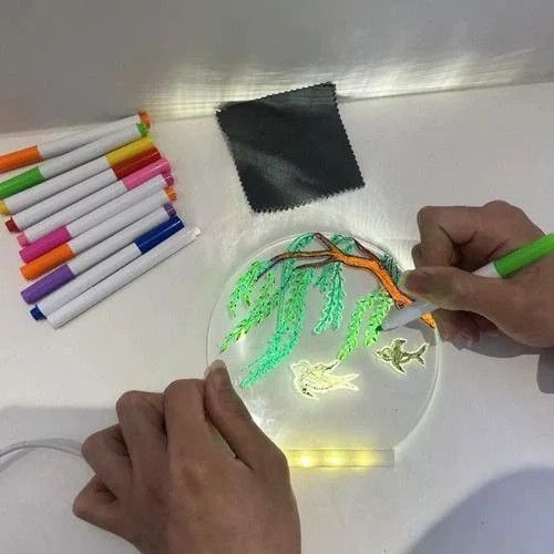 Круглий світильник-нічник WordPad AND 5502 15 см від USB • LED-дошка для нотаток AND 5502 з маркером для дому, офісу та декору | Зображення 2