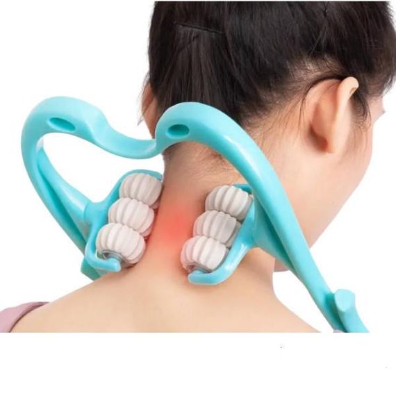 Роликовий масажер для тіла 6 роликів Massager of Neck Kneading Блакитний