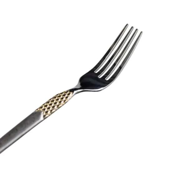 Набор десертных вилок 6 штук вилки десертные из нержавеющей стали 15.5 см Серебро с золотом HP-20-40 | Зображення 2