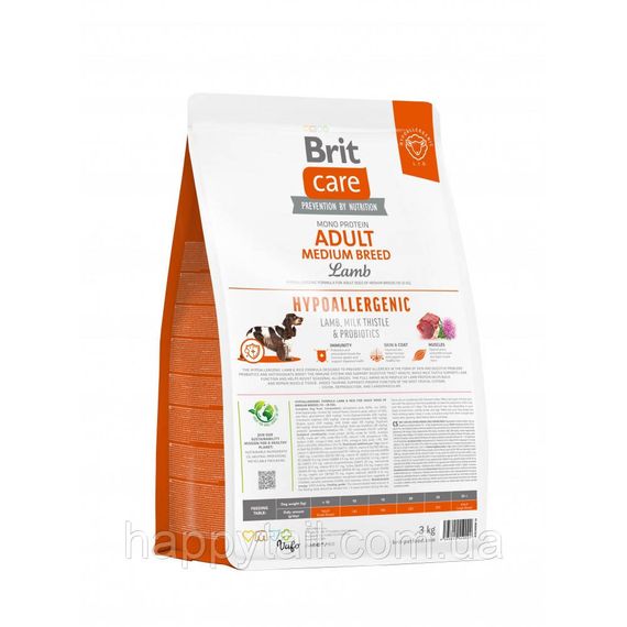 Гипоаллергенный корм Brit Care Dog Hypoallergenic Adult Medium Breed (ягненок и рис), 3 кг | Зображення 2