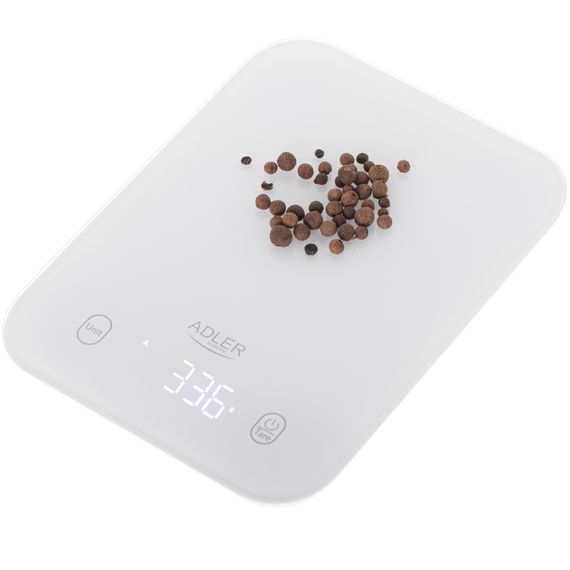 Ваги кухонні Adler AD 3181 white електронні/ 10кг/ г; кг, фунт/ 2хААА/ автовимкнення/ скло | Зображення 1
