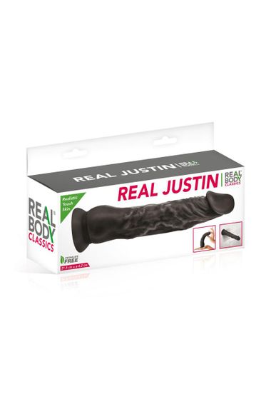 Фалоімітатор із присоскою Real Body — Real Justin Black, TPE, діаметр 4,2 см Sex Aura | Зображення 2