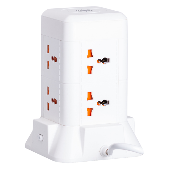 Мережевий фільтр подовжувач 4.8 м з лампою на 6 універсальних розеток з 2 USB, 1 Type-C, бездротова зарядка HP-5-3MF | Зображення 1