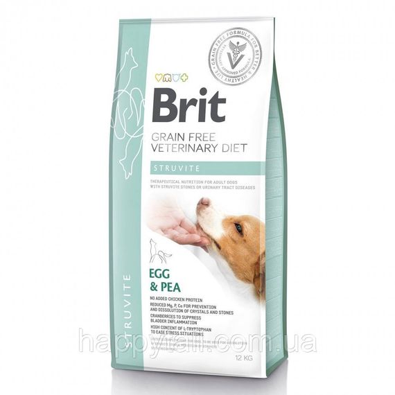 Беззерновой лечебный корм Brit VetDiet Struvite для собак при мочекаменной болезни, индейка и яйцо, 12 кг