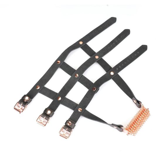 Шкіряна портупея для гомілкостопу зі шпорамиLiebe Seele Leather High Heel Ankle Harness Rose Gold Sex Aura | Зображення 1