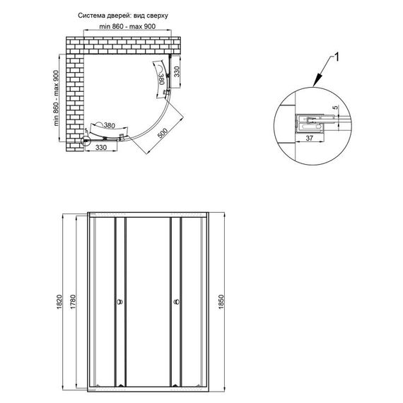 Душова кабіна Qtap Presto CRM1099AP5 скло Pear 5 мм, без піддону | Зображення 1