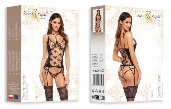 Корсет Beauty Night GIANNA CORSET & thong Чорний L/XL | Зображення 6