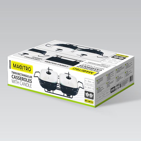 Марміт керамічний прямокутний Maestro MR-11260-73-2, 1.1 л + 1.1 л, для запікання та сервірування | Зображення 2