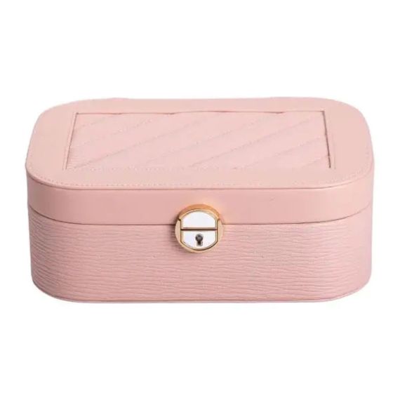 Шкатулка для украшений из эко кожи 2 яруса с замком органайзер для ювелирных изделий HP-5-1P | Зображення 4