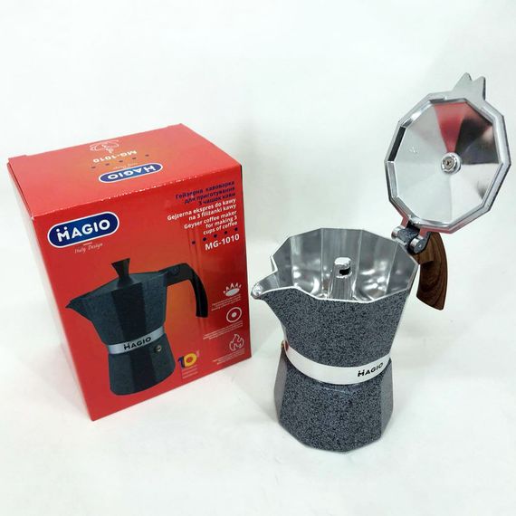 Гейзерная кофеварка Magio MG-1010, гейзерная кофеварка для плиты, кофейник гейзерный | Зображення 1