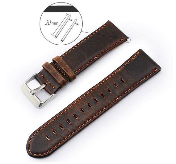 Кожаный ремешок для часов Samsung Galaxy Watch Active (SM-R500) / Active 2 (SM-R820/R830) - Dark Brown | Зображення 1