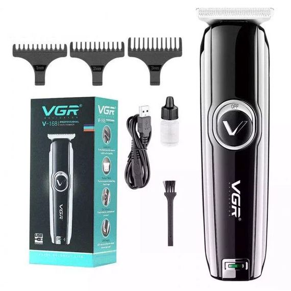 Триммер VGR V-168 для волос и бороды • Аккумуляторная машинка VGR V-168 с USB-зарядкой, насадками 1/2/3 мм и T-образным ножом | Зображення 3