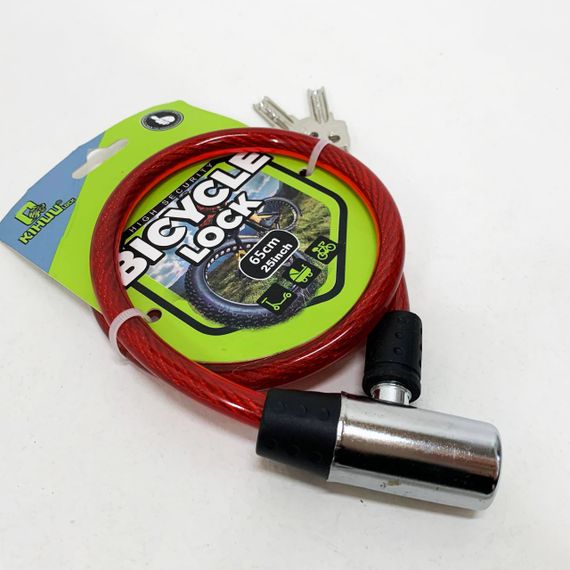 Замок велосипедный KIHUU LOCK 185, 10*65 тросовый, 2 ключа. Цвет: красный KY-98 | Зображення 2