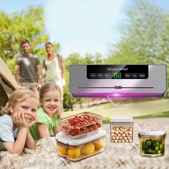 Вакуумный упаковщик для продуктов с LED-дисплеем и резаком, FKJ-5100 / Бытовой вакууматор / Машинка для вакуумной упаковки