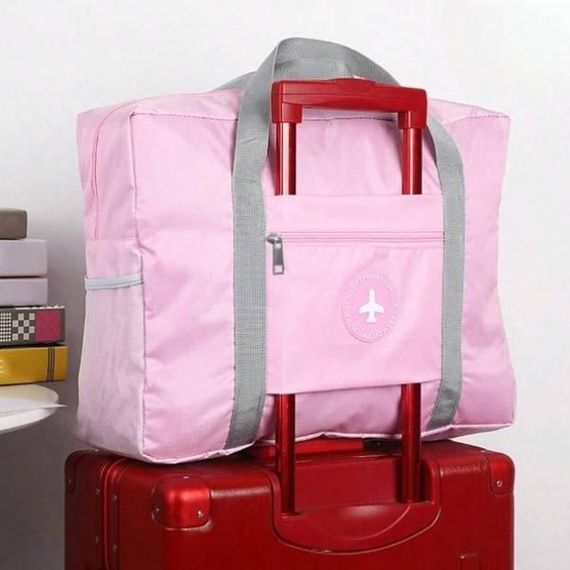 Вместительная дорожная сумка для путешествий с боковыми карманами Розовая