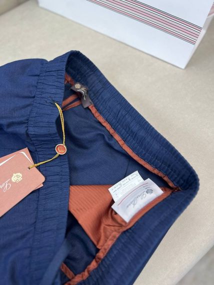 Льняні чоловічі штани Loro Piana синього кольору на зав'язках 78029-2 d067 | Зображення 3