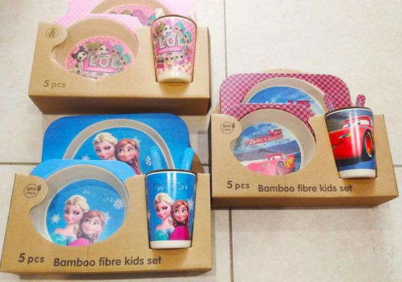 Набор детской бамбуковой посуды | Экопосуда для малыша| Набір дитячого бамбукового посуду| Екопосуд | | Зображення 1