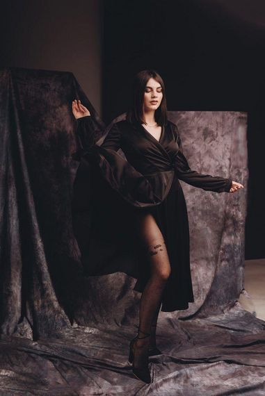 Колготки черные в горошек Omero Irina, Italy, размеры S, M, L | Зображення 1