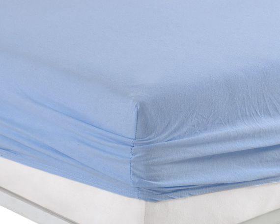 Простынь 90x200см трикотаж (джерси) на резинке с наволочками Голубая | Зображення 4