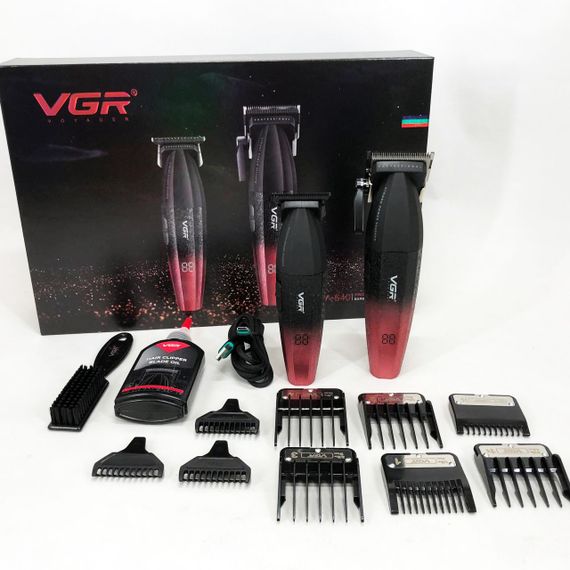 Професійний набір для стрижки волосся VGR V-640 акумуляторний Barber Combo PREMIUM. Колір: червоний | Зображення 2