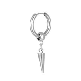 Серьга-кольцо серебристая из нержавеющей стали с подвеской в виде маятника, 3.8 см