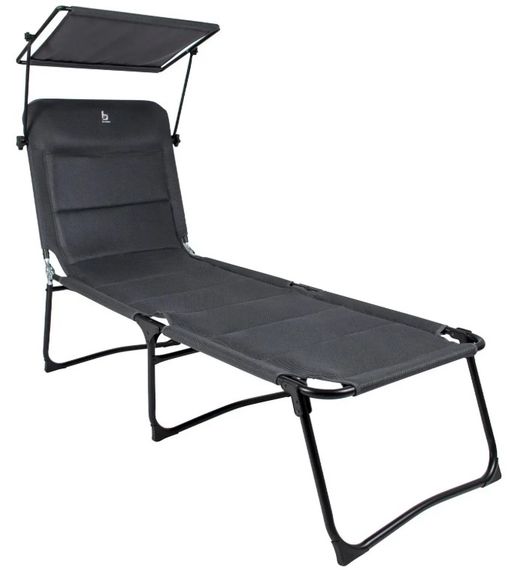 Ліжко розкладне Bo-Camp Sun Lounger With Sunscreen 5 Positions Grey (1304492) (DAS303260)