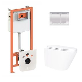 Готове рішення Qtap для ванної кімнати: підвісний унітаз Swan Ultra Quiet 520×360×320 + комплект інсталяції Nest 4 в 1