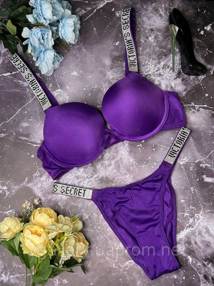 Комплект жіночої спідньої білизни Victoria's Secret Вікторія Сікрет модель Rhinestone зі стразами L, 80 В,