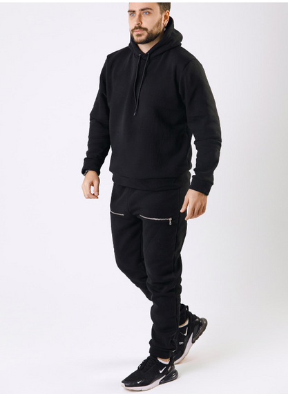 Мужской теплый спортивный костюм на флисе UN8855 цвет черный, размер 46 | Зображення 1