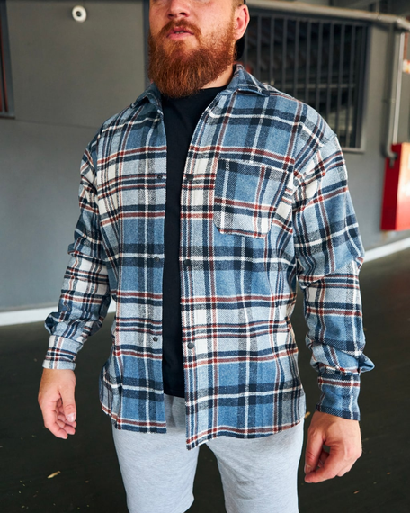 Теплая рубашка голубой S | Зображення 3