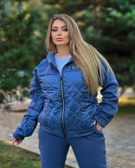 Жіночий теплий спортивний костюм колір джинс р.52/54 440095 | Зображення 1