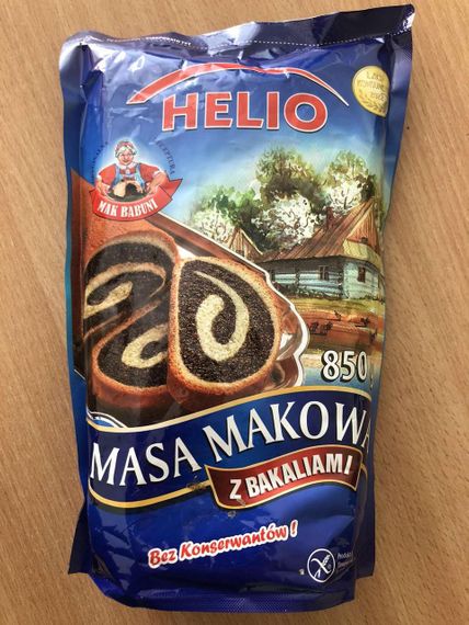 Маковая масса Helio, 850 г, с кусочками сухофруктов (изюм, курага, цедра апельсина), польский мак