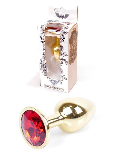 Анальна пробка - Jewellery Gold Plug Red Sex Aura