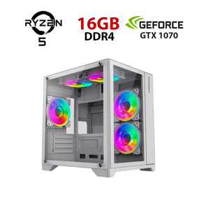 Ігровий ПК Ice Infinity Mini White Tower / AMD Ryzen 5 5500 (6 (12) ядер по 3,6 - 4,2 ГГц) / 16 ГБ DDR4 / 480 ГБ SSD / nVidia GeForce GTX 1070, 8 ГБ GDDR5, 256-біт