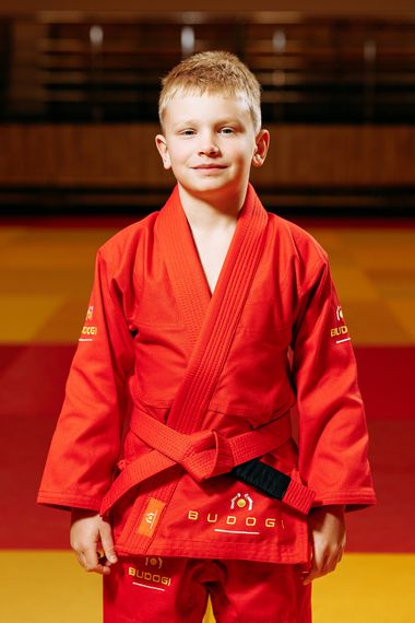 Червоне дитяче кімоно для хлопчиків, грепплінг, TM BUDOGI, зріст 150 см, щільність 350 гр/м.кв. | Зображення 1